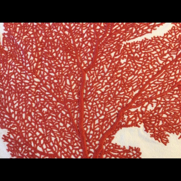 Pottery Barn embroidered Coral Pillow Covers 17 x 17 Set of Two - Picture 3 of 8